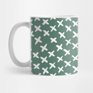 X stitches pattern - green and white Mug